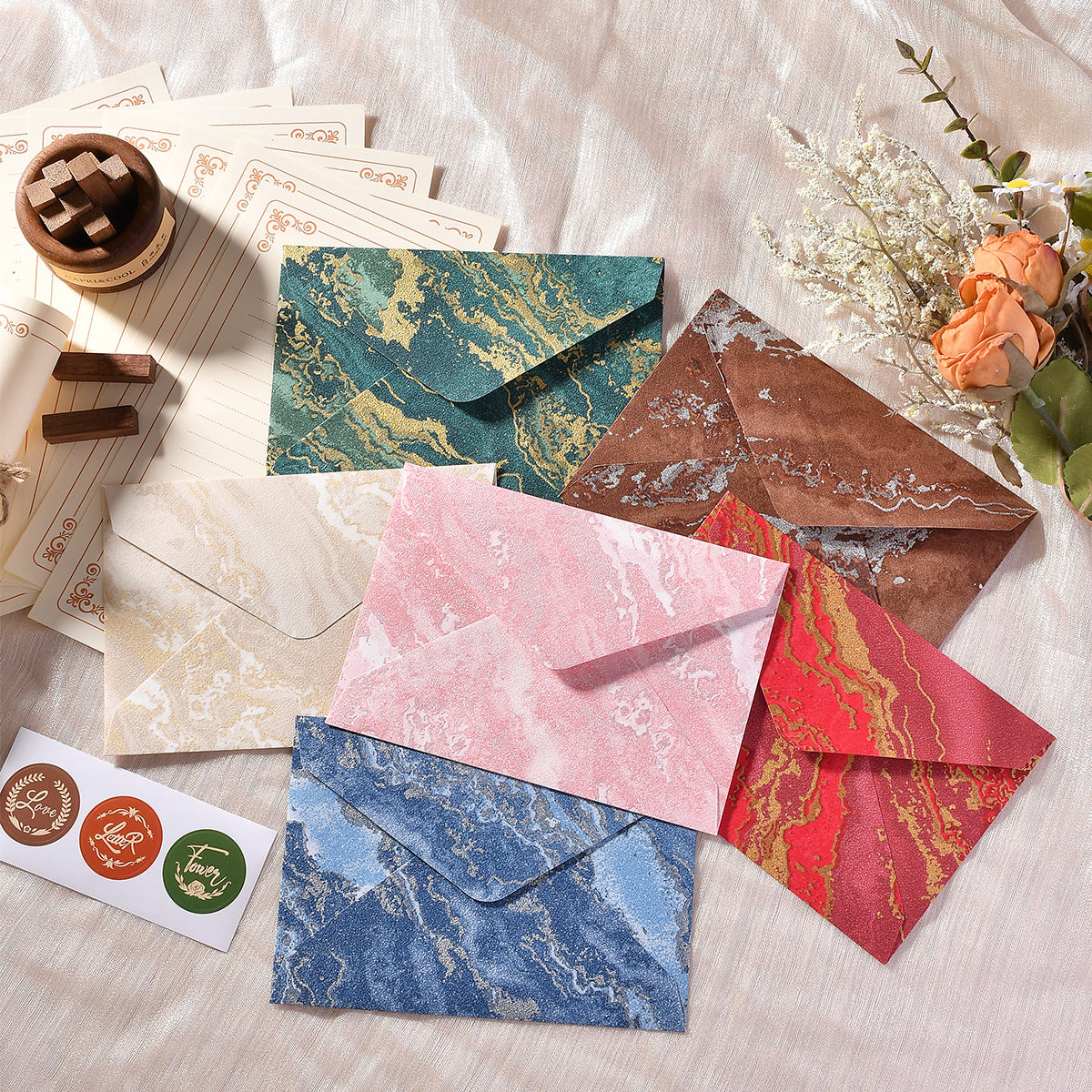 Vintage Gilded Embossed Specialty Paper Stationery Set, Chinese Style Love Letter Envelopes, Wax Seal Envelopes, Invitations & Postcards